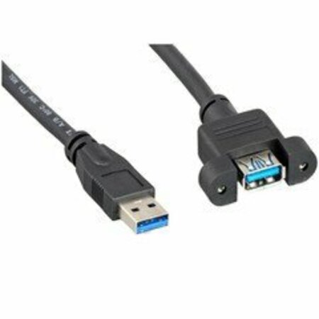 SWE-TECH 3C USB 3.0 Panel Mount Extension Cable, Type A Male to Panel Mount  Female, Black, 8  Foot FWT10U3-24108
